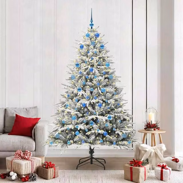 Berkfield Home Pre-lit Artificial Christmas Tree with Ball Set, Green, Height: 210 cm