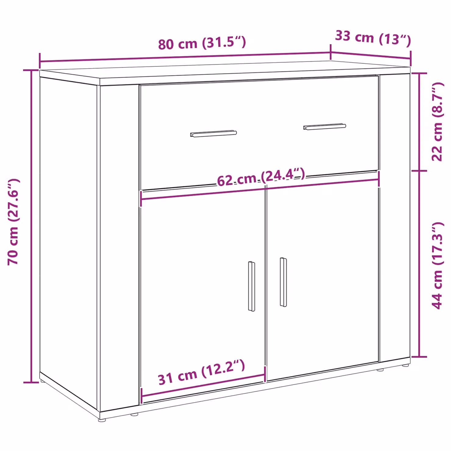 Berkfield Home Black Oak Sideboard, W/D/H: 80 x 33 x 70 cm – 5