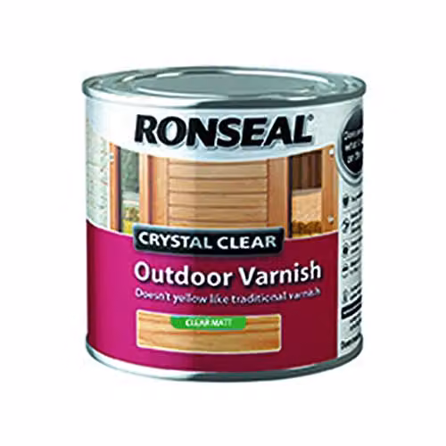 Ronseal Crystal Outdoor Matt Finish Varnish, Clear, 250 ml