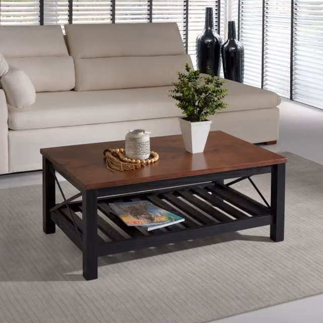Mercers Furniture Cottage Large Rectangular Coffee Table in Black Solid Pine Wood W/D/H: 107 x 61 x 46 cm