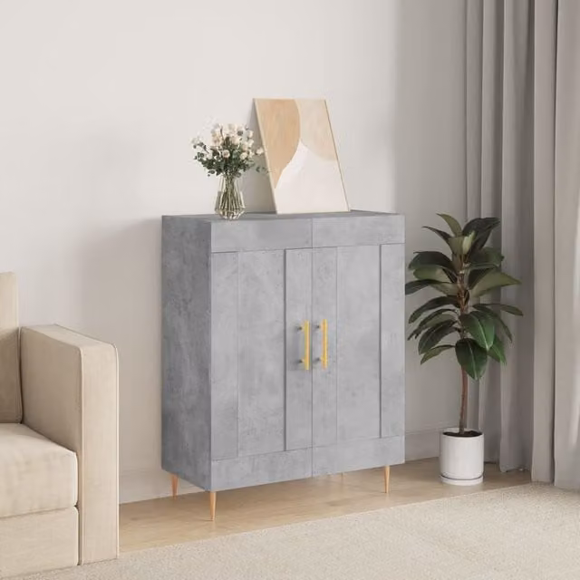 Berkfield Home Sideboard in Concrete Grey, MDF, W: 69.5 cm, D: 34 cm, H: 90 cm – 1