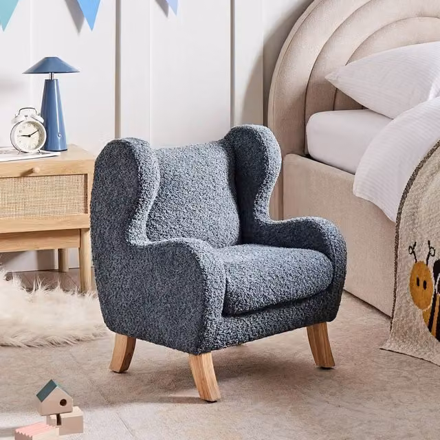 Wyld and Coco Bouclé Armchair for Children in Blue – 1