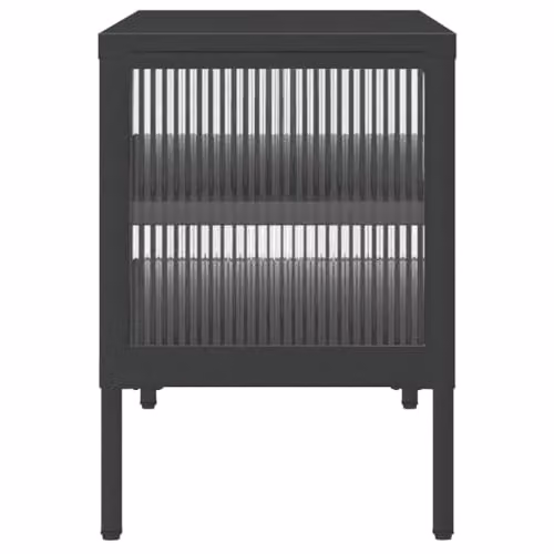 vidaXL Modern TV Cabinet in Black with Glass and Metal, W/D/H: 105 x 35 x 50 cm – 4