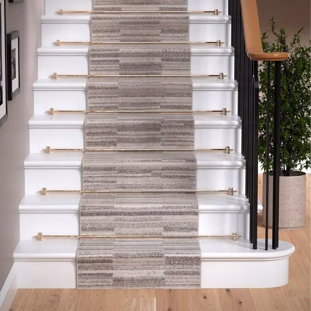 The Rug House Modern Striped Living Area Rug in Beige, Pink and Anthracite