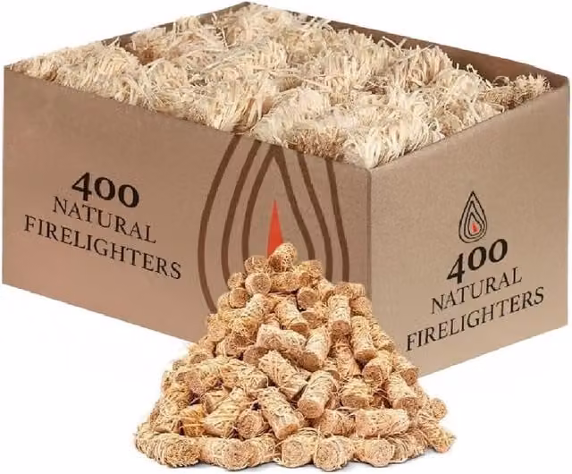 Bargains-Galore 400 Piece Eco Wood and Wax Firelighters for Charcoal, Brown