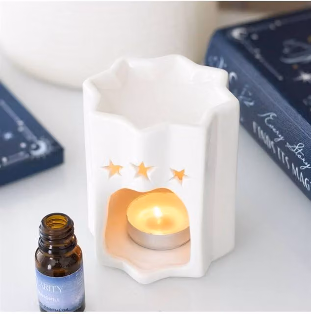 KDMD White Ceramic Star-Shaped Tealight Oil Burner