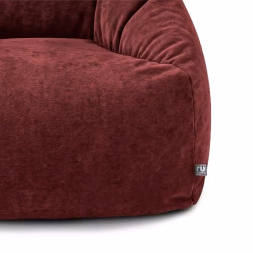 rucomfy Velora Snuggle Chair Beanbag in Oxblood Red Velvet Fabric with Removable Cover – 4