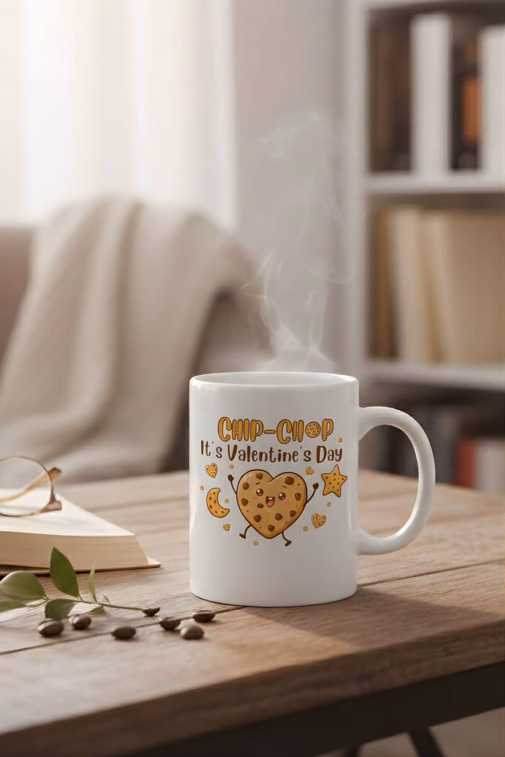 Dyzi Valentine's Day Chip-Chop Printed Ceramic Mug in White – 3