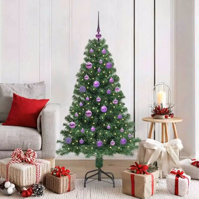 Berkfield Home Artificial Christmas Tree with 150 LEDs and Stand, Green, Height: 150 cm