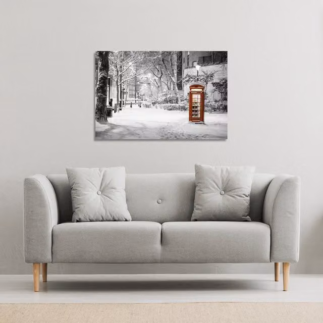 Benjamin Tate Design LTD London Snow Gallery Canvas in White and Multicolour, W: 61 cm, H: 41 cm, D: 1 cm
