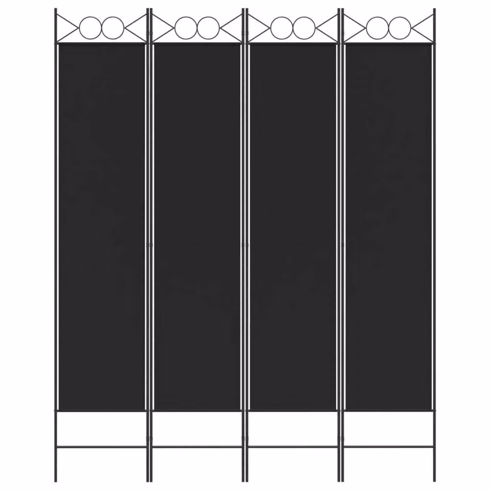Berkfield Home 4-Panel Fabric Room Divider in Black, W/H: 200 x 160 cm – 3