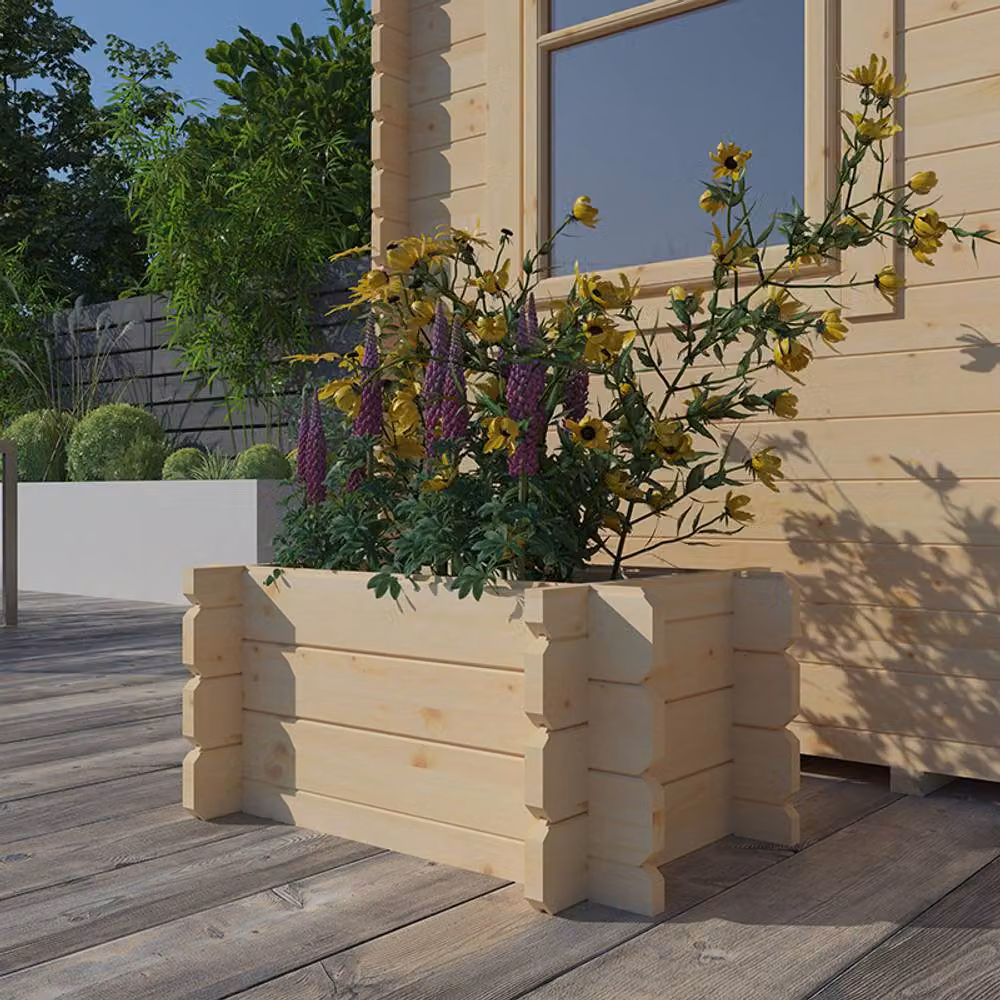 Buttercup Farm Wooden Raised Planter in Beige, W: 90 cm, D: 60 cm, H: 39.9 cm – 2