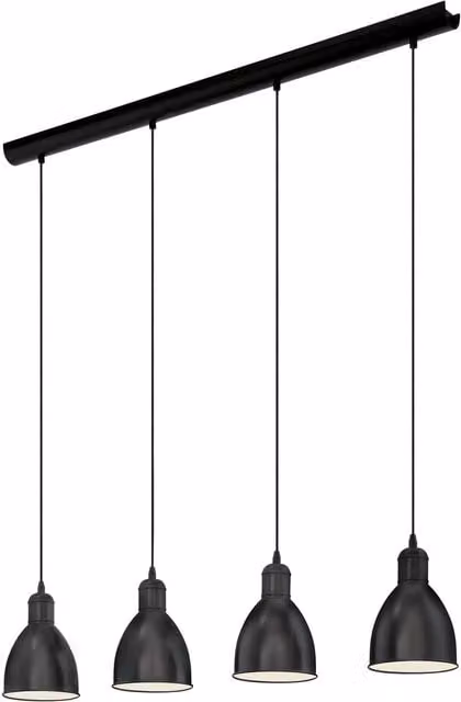 Loops Black and White Metal Industrial Hanging Ceiling Pendant Light with 4 x E27 Bulb Sockets