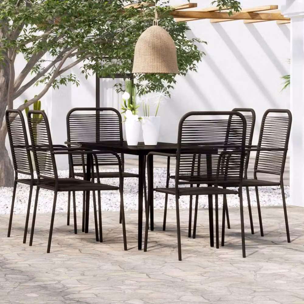 Berkfield Home Elegant 7 Piece Garden Dining Set in Black – 2