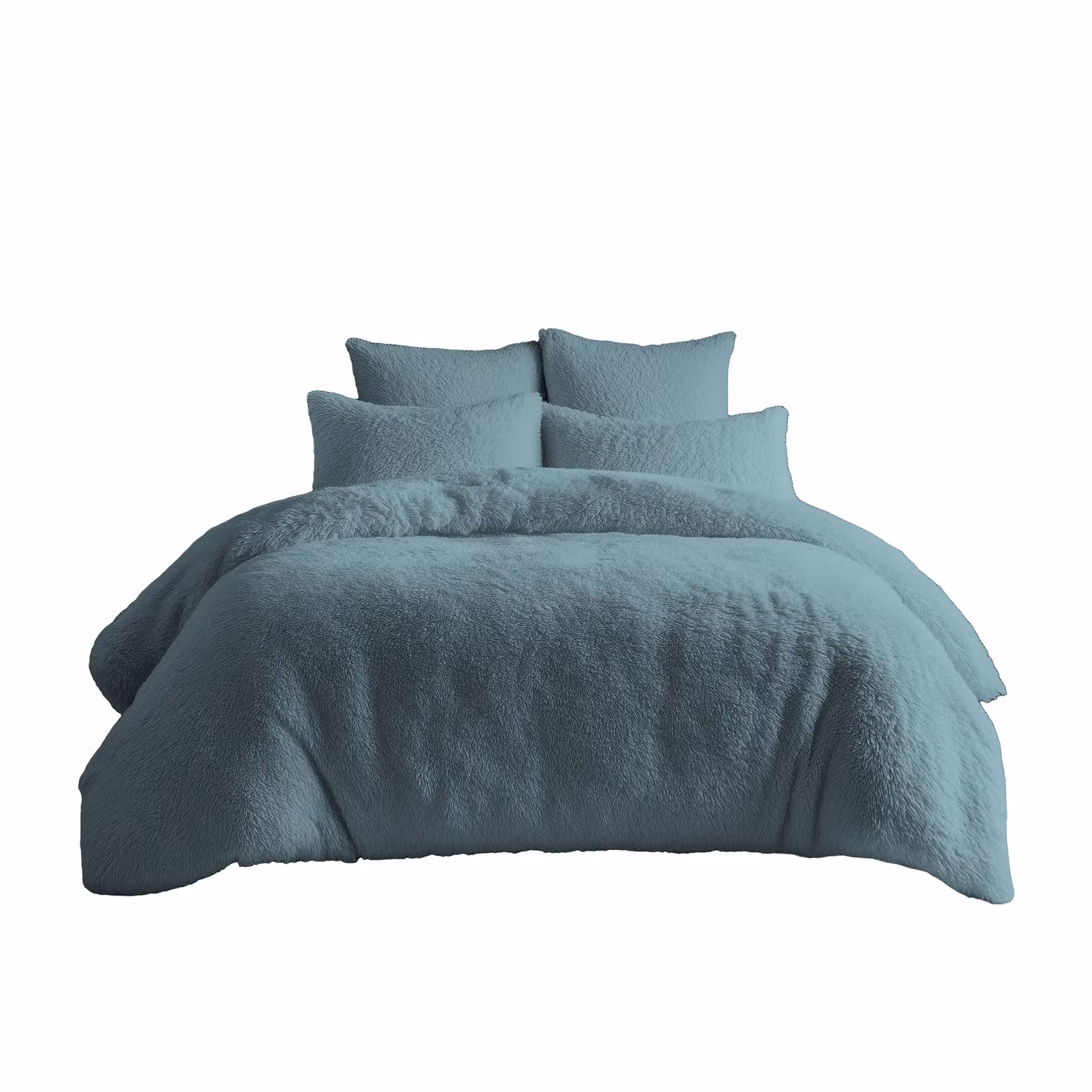 Home Sweet Home UK Teddy Bear Fleece Duvet Cover and Pillowcase Set, Blue, W/D/H: 200 x 200 x 50 x 75 cm – 2