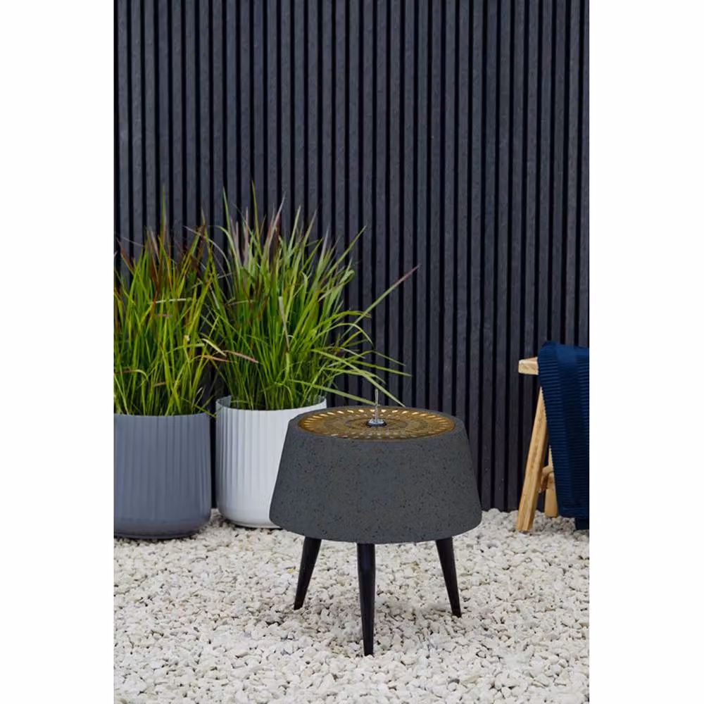 Ivyline Solis Metal Water Feature Fountain with Light Display in Anthracite and Black, W/D/H: 46 x 46 x 47 cm – 2