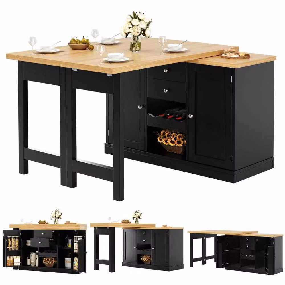 Matteo Extendable Dining Table and Sideboard Combo in White and Black – 5