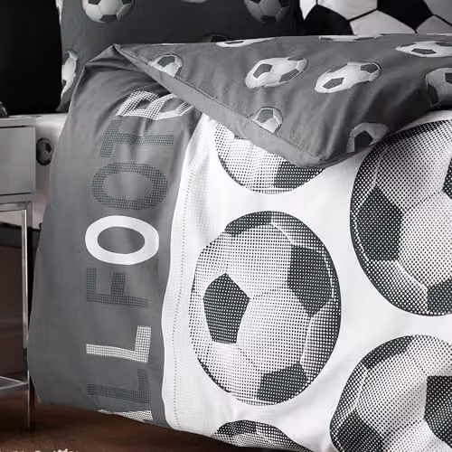 Catherine Lansfield Reversible Football Duvet Cover and Pillowcase Set in Grey – 5