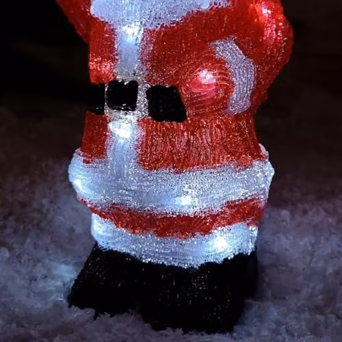 Samuel ALEXANDER LED Light Up Acrylic Christmas Santa Tabletop Decoration, Red and White, Height: 28 cm – 2
