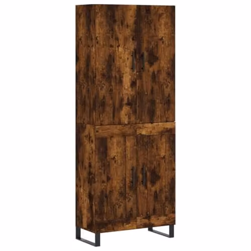 vidaXL Highboard in Smoked Oak, Brown Industrial Style Engineered Wood, H 180 x W 69.5 x D 34 cm – 1