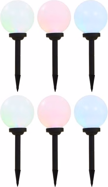 Berkfield Home 6 Piece Set of White Spherical Outdoor Solar LED Lamps with RGB Lighting, Diameter: 20 cm