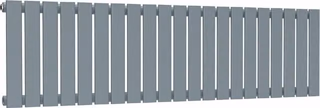 Lux Heat Steel Flat Horizontal Wall Mounted Radiator in Grey, W: 147.0 cm, H: 40.0 cm, D: 8.5 cm
