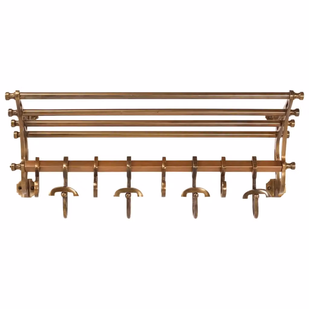 Berkfield Home Wall Mounted Aluminium Luggage Rack with Coat Hangers in Matt Brown – 2