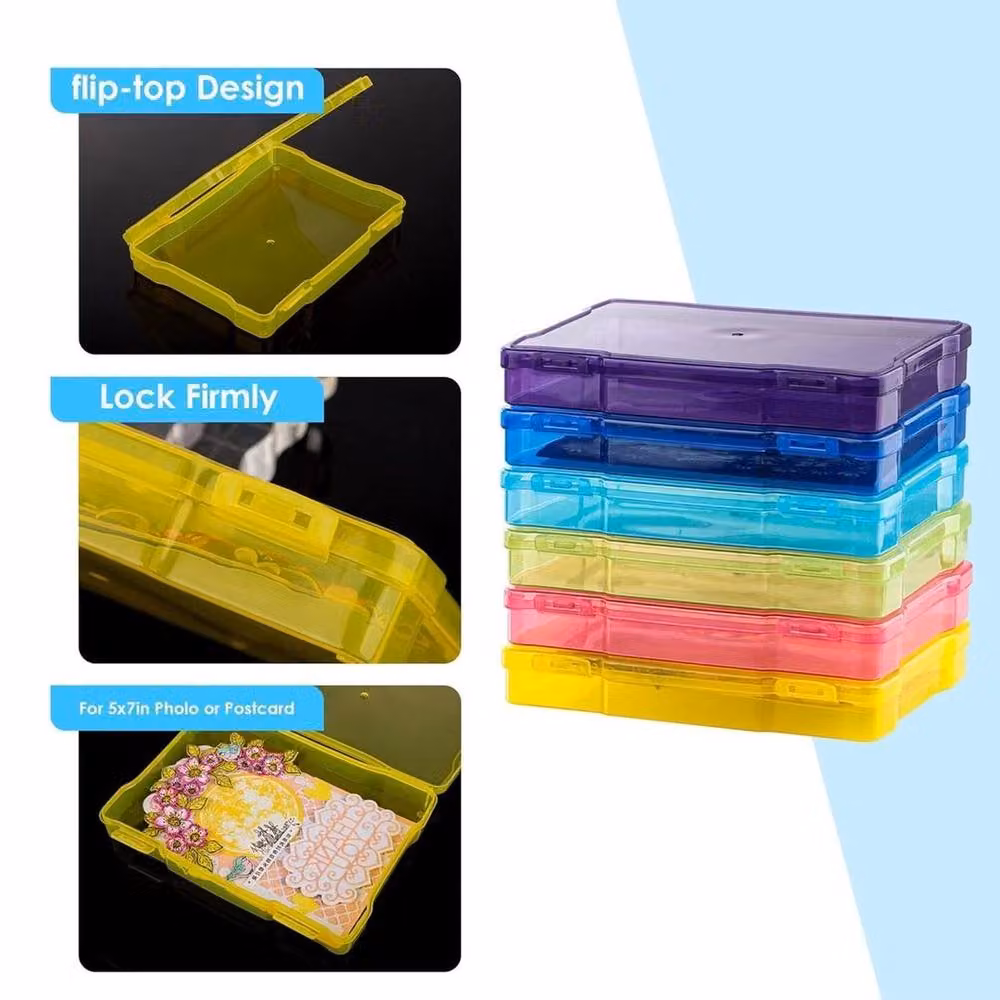 NESTLUNE Transparent Multicolour Photo Storage Box and Picture Album Organiser, W: 17.8 cm, D: 12.7 cm, H: 12.7 cm – 5