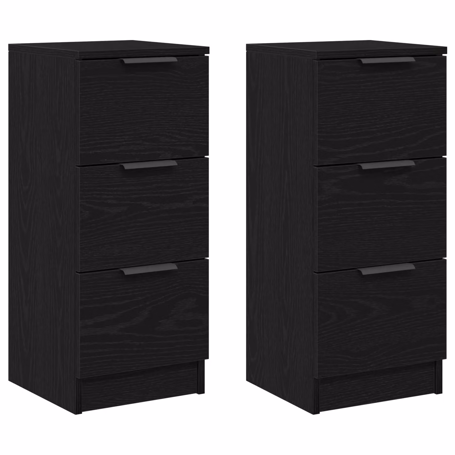 Berkfield Home Set of 2 Modern Black Oak Sideboards in Engineered Wood, W/D/H: 30 x 30 x 70 cm – 3