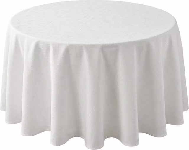 Luxury Living White Round Linen-Look Polyester Tablecloth, Diameter: 180 cm – 1