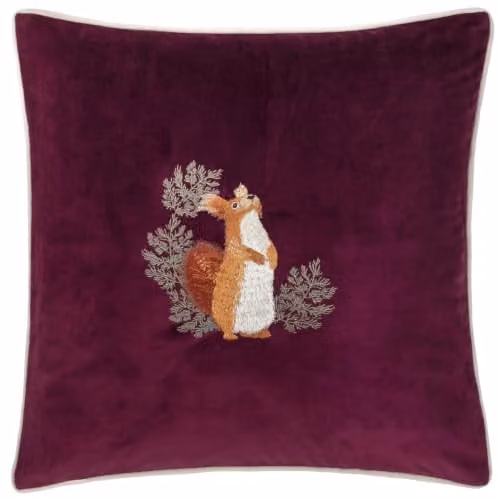 Pineberry Forest Purple Velvet Square Cushion W/D/H: 45 x 45 x 45 cm
