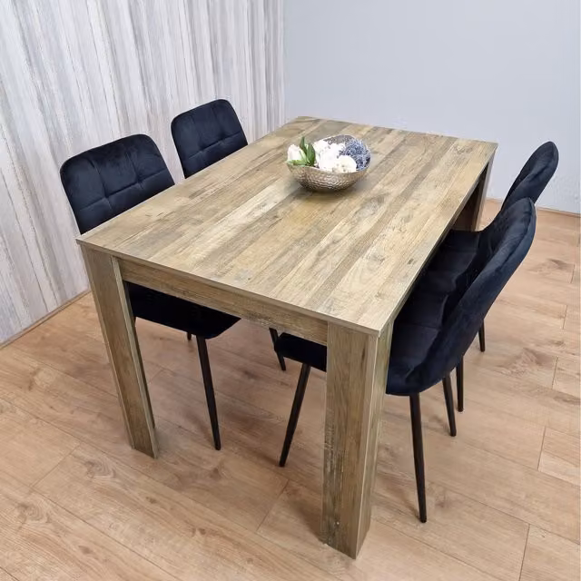 Kosy Koala Rustic Effect Black Dining Table and Chairs Set