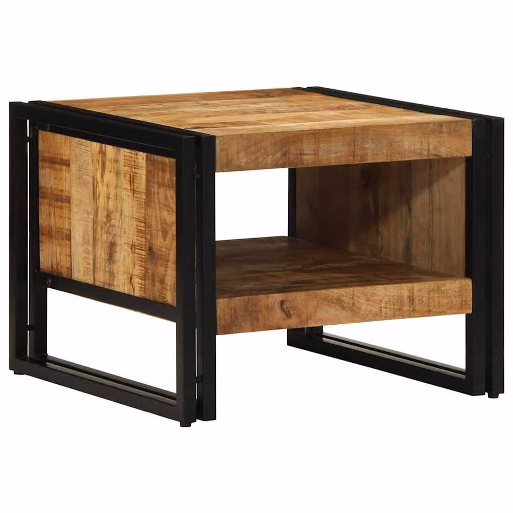 Berkfield Home Beautiful Coffee Table in Brown Solid Rustic Mango Wood W/D/H: 50 x 50 x 38 cm – 2