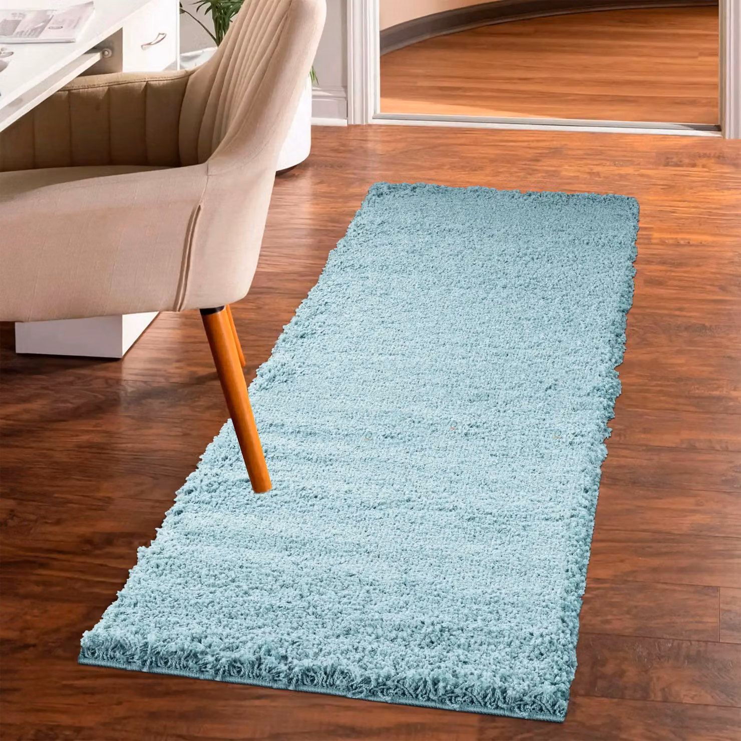 Smart Living Duck Egg Blue Shaggy Area Rug with 5cm Thick Pile, W: 200 cm, D: 290 cm – 3
