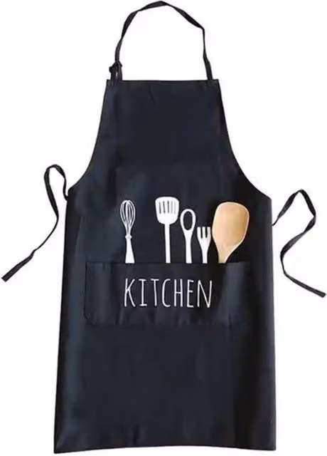 KDMD Poly Kitchen Baking and BBQ Apron with Printed Design in Black, W: 55 cm, H: 72 cm – 1