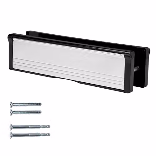 Keypak 10 inch Adjustable Sleeved Door Letterplate with Brush, Available in Black or Silver – 1