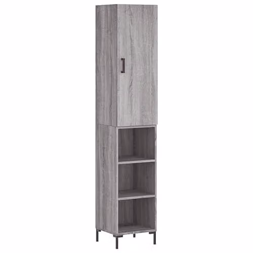 vidaXL Modern Grey Sonoma Highboard with Hinged Doors and Internal Shelves, W/D/H: 34.5 x 34.0 x 180.0 cm – 1