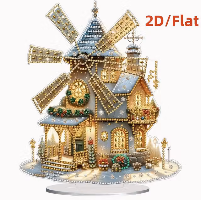 Syntego Festive Windmill Christmas Tabletop Diamond Painting Kit for Adults, Multicolour