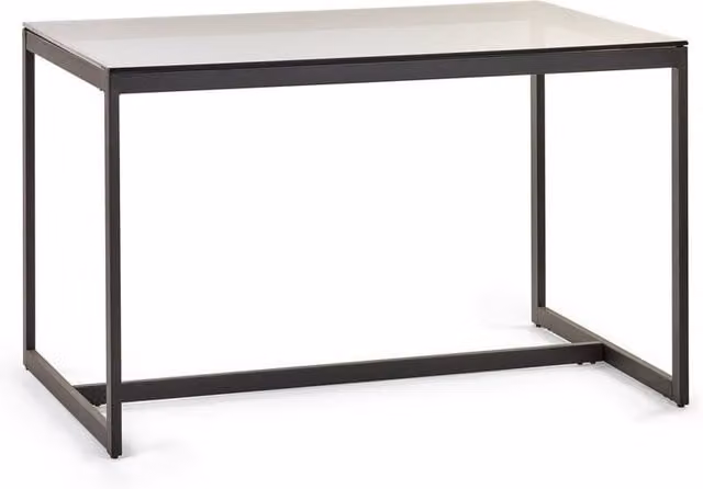 Cheshire Premium Chicago Rectangular Smoked Glass Dining Table in Grey, Black and Multicolour, W/D/H: 80 x 80 x 80 cm