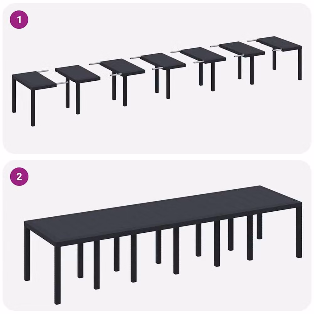 Berkfield Home Anthracite Extendable Poly Rattan Garden Table in Dark Grey, W: 350 cm, D: 100 cm, H: 73 cm – 5
