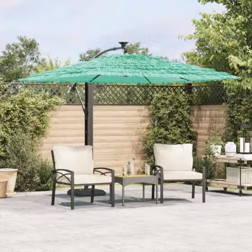 vidaXL Garden Parasol with Steel Pole and Polyester Canopy, Green, W: 246 cm, D: 246 cm, H: 230 cm – 2