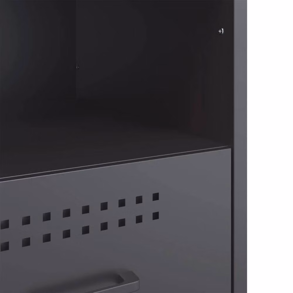Berkfield Home Set of 2 Anthracite Steel Bedside Cabinets, W/D/H: 36 x 39 x 50.5 cm – 4