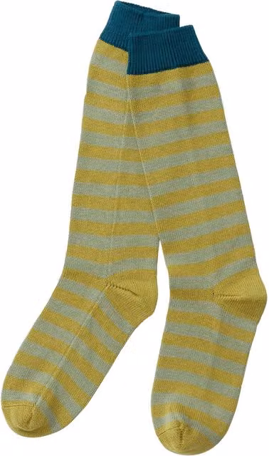 Land & Shore Shore Stripe Socks in Green, Blue and Multicolour – 1