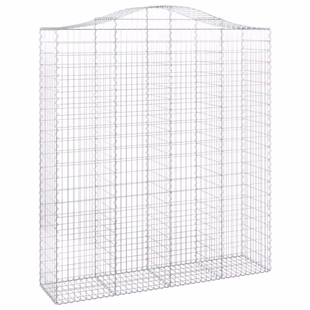 Berkfield Home Arched Gabion Basket in Silver Galvanised Steel, W: 200 cm, D: 50 cm, H: 220/240 cm – 2