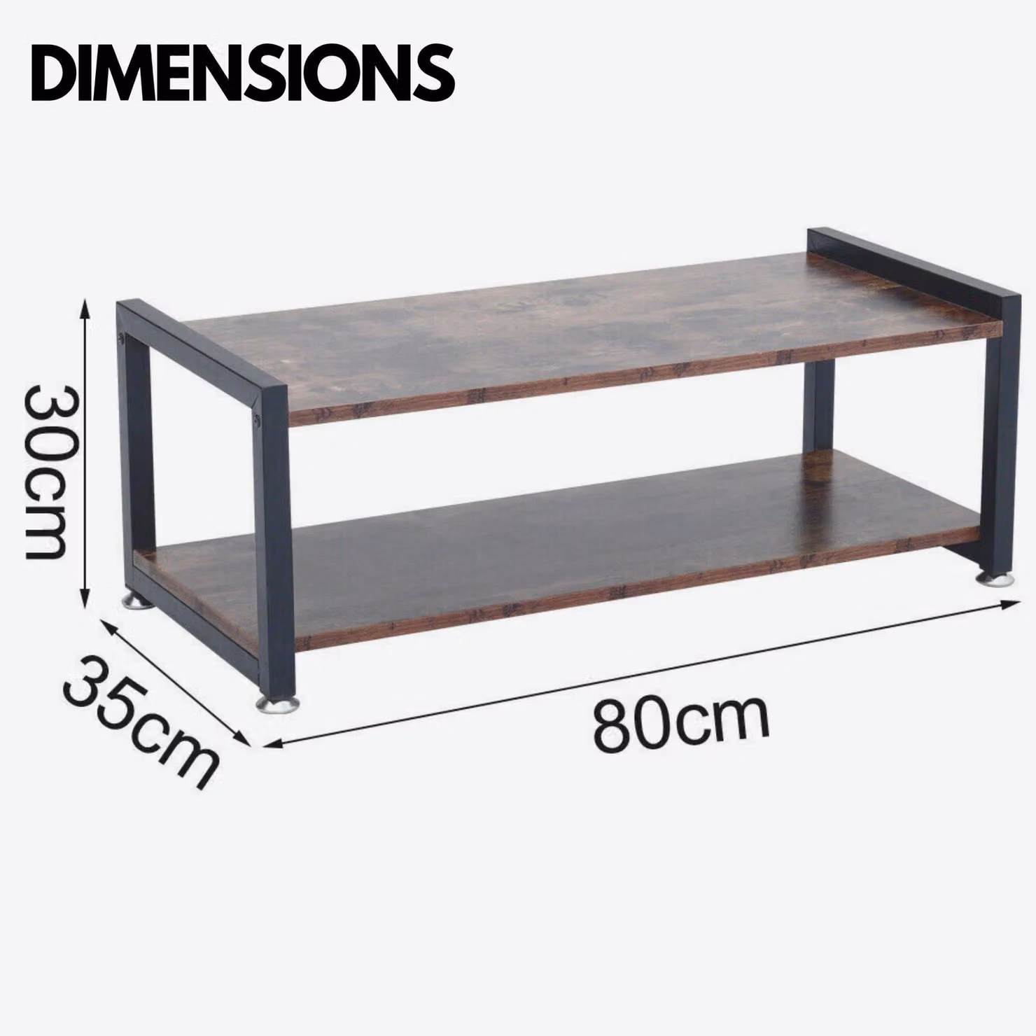 Rafaelo Mobilia 2 Tier Industrial Rustic TV Stand Unit in Brown – 3