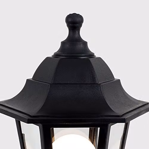MiniSun Set of 4 Victorian Style Black Outdoor Garden Bollard Lights with 10W LED Bulbs, Height: 120 cm – 4