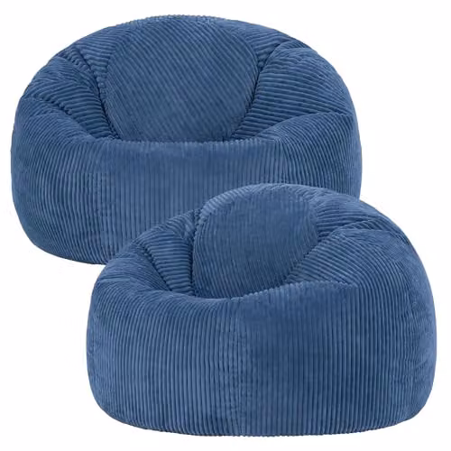 icon Kingston Cord Bean Bag Set of 2 in Blue with EPS Polystyrene Filling