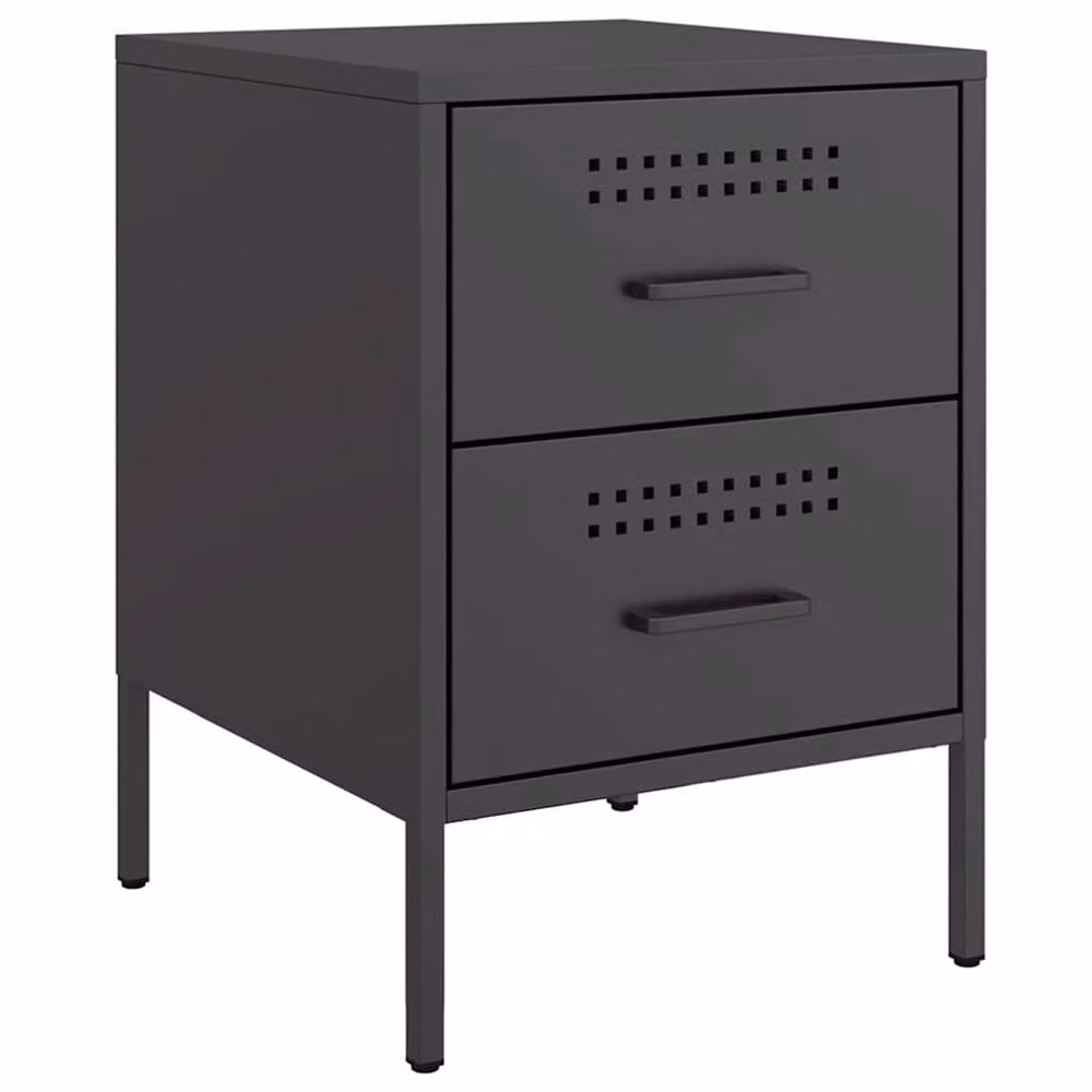 Berkfield Home Durable Metal Bedside Cabinet in Black, W/D/H: 39 x 39 x 50.5 cm – 3