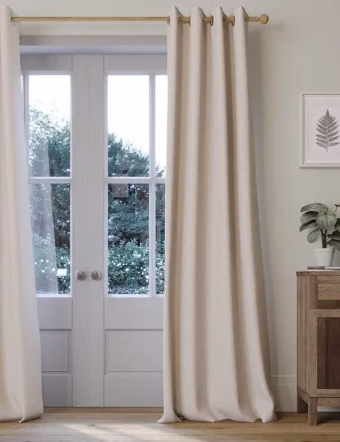 M&S Brushed Eyelet Ultra Thermal Blackout Curtains in Champagne Beige