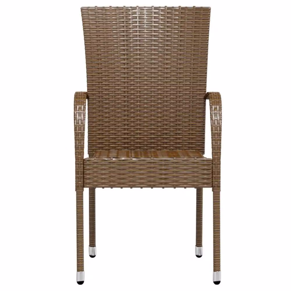 Berkfield Home 3 Piece Brown Poly Rattan Garden Dining Set – 3